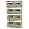 Quantum WR5-700 Chrome Wire Shelving With 8 Giant Hopper Bins Ivory 18x42x74