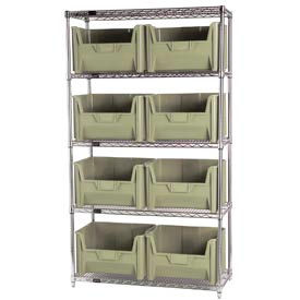 Quantum WR5-700 Chrome Wire Shelving With 8 Giant Hopper Bins Ivory 18x42x74