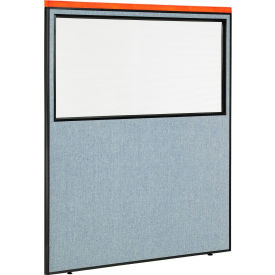 Interion® Deluxe Office Partition Panel with Partial Window 60-1/4""W x 73-1/2""H Blue
