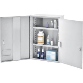 Global Industrial™ Stainless Steel Narcotics Cabinet W/Double Door/Double Lock 16""Wx8""Dx24""H