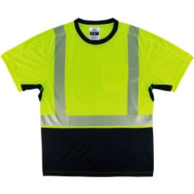 Ergodyne GloWear 8283BK Lightweight Performance Hi-Vis T-Shirt Class 2 Black Bottom 3XL Lime