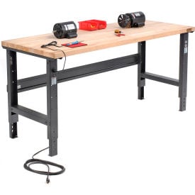 Global Industrial™ Adjustable Height Workbench 72 x 36"" Maple Square Edge Black
