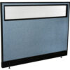 Interion® Office Partition Panel with Partial Window & Pass-Thru Cable 60-1/4""W x 46""H Blue