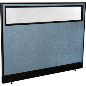 Interion® Office Partition Panel with Partial Window & Pass-Thru Cable 60-1/4""W x 46""H Blue