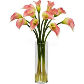 Nearly Natural Mini Calla Lily Silk Flower Arrangement Pink