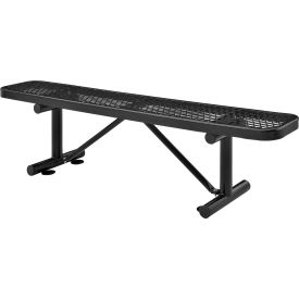 Global Industrial™ 6' Outdoor Steel Flat Bench Expanded Metal Black