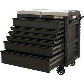 Extreme Tools EX4106TCMBBK 41""W x 25-3/4""D x 43-7/8""H 6 Drawer Matte Black Flip Top Tool Cart