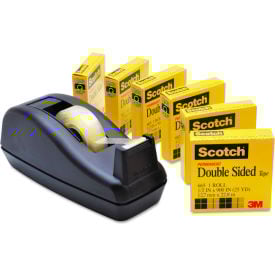 Scotch® 665 Double-Sided Tape with C40 Dispenser 1/2"" x 900"" 6/Pack