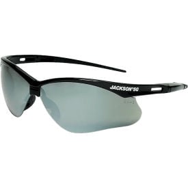 Jackson Safety SG Safety Glasses with Soft Touch Temples Anti-Fog Smoke Mirror Lens Black Frame