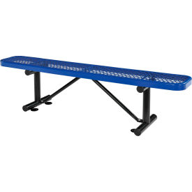 Global Industrial™ 6' Outdoor Steel Flat Bench Expanded Metal Blue