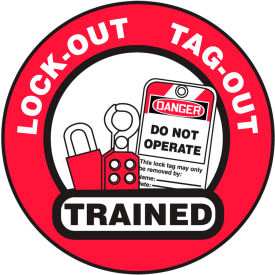 Accuform LHTL344 Hard Hat Label Lockout/Tagout Trained Vinyl