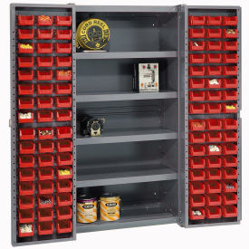 Global Industrial™ Bin Cabinet Deep Door 96 RD Bin Shelves 16 Ga Unassembled Cabinet 38x24x72