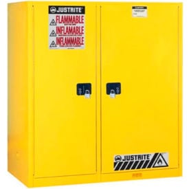 Justrite® Drum Cabinet 115 Gal. Capacity Vertical Self Close Flammable W/ Drum Rollers