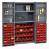 Global Industrial Storage Cabinet w/ 68 Red Bins Assembled 310 lbs. Weight 38""W x 24""D x 72""H