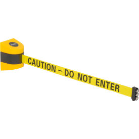 Global Industrial™ Magnetic Retractable Belt Barrier Yellow Case W/30' Yellow ""Caution"" Belt