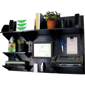 Wall Control Office Wall Mount Desk Storage and Organization Kit Black 48"" X 32"" X 12""