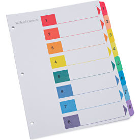 Universal® Deluxe Table of Contents Dividers for Printers 1 - 8; 11"" x 8.5"" White 6 Sets