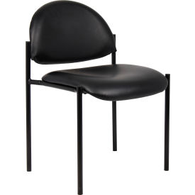 Boss Stacking Guest Chair - Vinyl - Low Back - Black