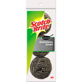 Scotch-Brite® Metal Scrubbing Pads 2 1/2"" X 2 3/4"" Stainless Steel Silver 3/Pk 8 Pks/Ct