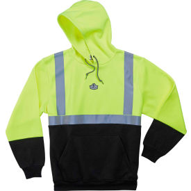 Ergodyne® GloWear® 8293 Class 2 Hooded Sweatshirt W/Black Front Lime/Black M