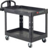 Rubbermaid® Brute Heavy Duty Ergo Handle Utility Cart Lipped Shelf Black
