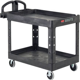 Rubbermaid® Brute Heavy Duty Ergo Handle Utility Cart Lipped Shelf Black