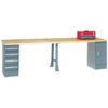 Global Industrial™ Extra Long Industrial Workbench 1 Cabinet & 4 Drawers 144""W x 36""D Gray