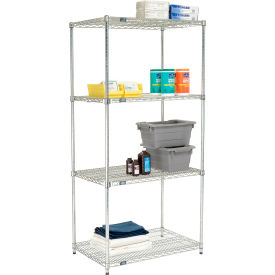 Nexel® 4 Shelf Poly-Z-Brite® Quick Adjust Wire Shelving Unit Starter 36""W x 24""D x 74""H