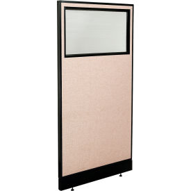 Interion® Office Partition Panel with Partial Window & Pass-Thru Cable 36-1/4""W x 76""H Tan