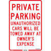 Global Industrial™ Private Parking Unauthorized Cars Will Be Towed.. 18x12 .040 Aluminum