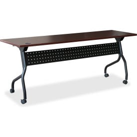 Lorell Mobile 60"" Flip Top Training Table - Mahogany/Black