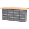Global Industrial™ Workbench w/ Maple Square Edge Top & 16 Drawers 72""W x 30""D Gray