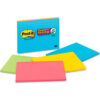 Post-it® Super Sticky Large Format Notes 6845SSPL 8"" x 6"" Electric Glow 45 Sheets 4/Pack