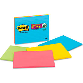 Post-it® Super Sticky Large Format Notes 6845SSPL 8"" x 6"" Electric Glow 45 Sheets 4/Pack