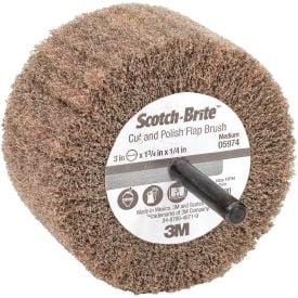 3M™ Scotch-Brite™ Cut and Polish Flap Brush 3"" x 1-3/4"" x 1/4"" MED Grit Aluminum Oxide