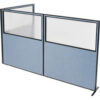 Interion® Freestanding 3-Panel Corner Room Divider w/Partial Window 60-1/4""W x 72""H Panels Blue