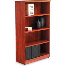 Alera Bookcase with 4 Shelves - 31-3/4""W x 14""D x 55""H - Medium Cherry - Valencia Series