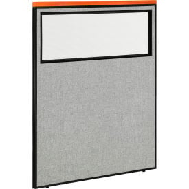 Interion® Deluxe Office Partition Panel with Partial Window 48-1/4""W x 61-1/2""H Gray