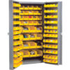 Global Industrial Storage Cabinet w/ 136 Yellow Bin Unassembled 365 lb. Weight 38""W x 24""D x 72""H