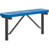 Global Industrial™ 4' Outdoor Steel Flat Bench Perforated Metal In Ground Mount Blue