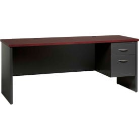 Hirsh Industries® Modular Steel Credenza - Single Right Pedestal - 72 x 24 - Charcoal/Mahogany