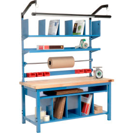 Global Industrial™ Complete Packing Workbench Maple Butcher Block Square Edge 72""W x 30""D