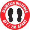 Maintain Distance 6ft Apart Adhesive Floor Sign 17"" Round
