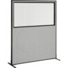 Interion® Freestanding Office Partition Panel with Partial Window 60-1/4""W x 96""H Gray