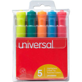 Desk Highlighter Five-Color Set Chisel Tip Pocket Clip