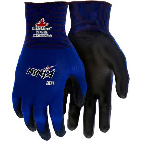 MCR Safety Ninja Lite Gloves 18 Gauge Nylon Shell Polyurethane Palm/Fingertips 12 Pairs