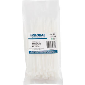Global Industrial™ 6"" Cable Ties Natural w/UV 40 lb 100 pack