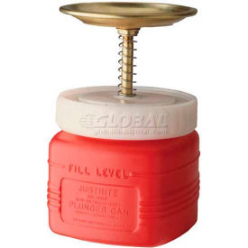 Justrite Plunger Can 1-Quart Non-Metallic Red 14018