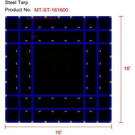 Xtarps MT-ST15-B1616 Flatbed Truck Tarp Light Weight Steel Tarp 16'W x 16'L Black