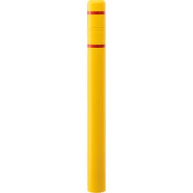 Global Industrial™ Bollard Post Sleeve 4"" D x 52"" H Yellow With Red Tape HDPE